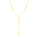 Yellow Gold 14k Women's Lariat Necklace with Paperclip Chain Stations