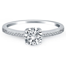 Load image into Gallery viewer, White Gold 14k Classic Diamond Pave Solitaire Engagement Ring