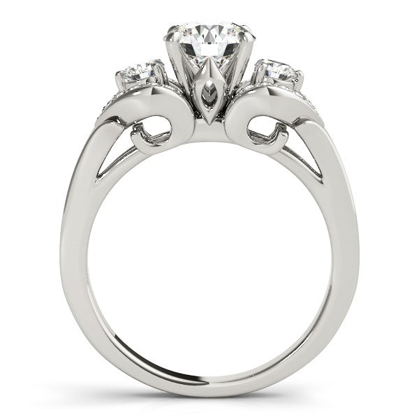White Gold 14k 3 Stone Diamond Antique Style Engagement Ring