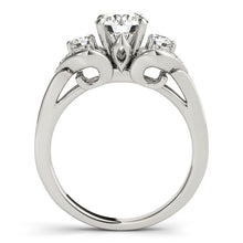 Load image into Gallery viewer, White Gold 14k 3 Stone Diamond Antique Style Engagement Ring