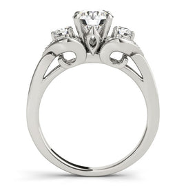 White Gold 14k 3 Stone Diamond Antique Style Engagement Ring