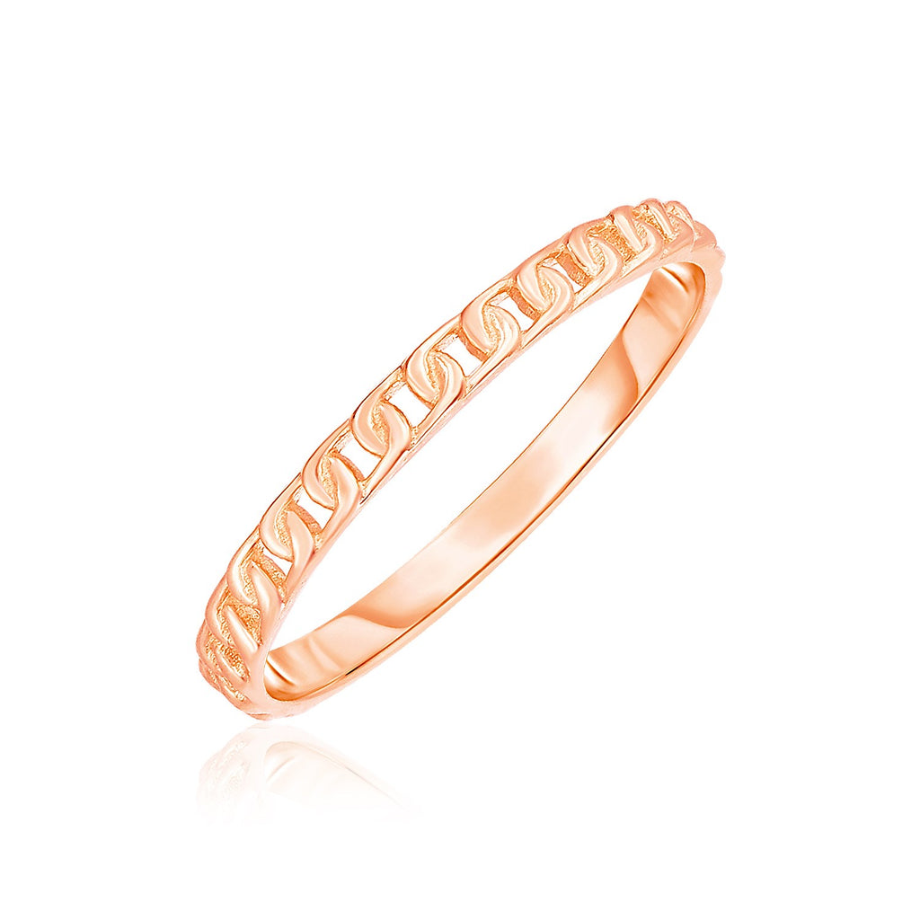 Rose Gold 14k Fancy Ring with Bead Texture