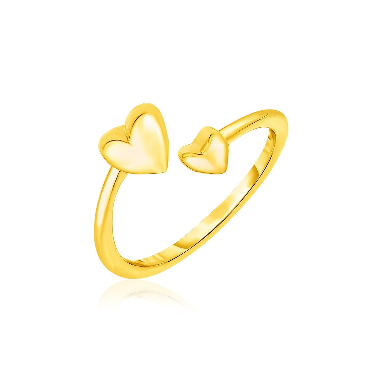 Yellow Gold 14k Bypass Style Toe Rings with Polished Hearts