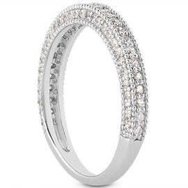 White Gold 14k Fancy Pave Milgrain Textured Diamond Wedding Ring