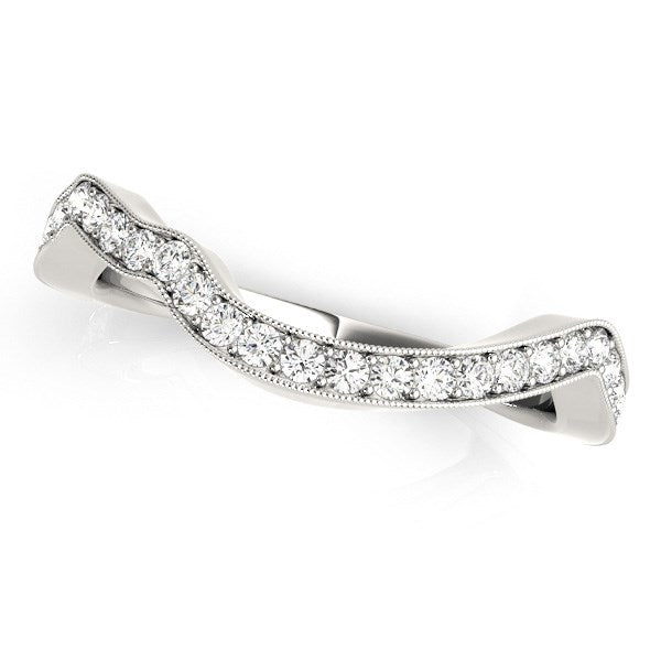 White Gold 14k Milgrained Curve Style Diamond Wedding Ring