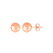 Load image into Gallery viewer, Rose Gold 14k Ball with Classic Faceted Texture Earrings