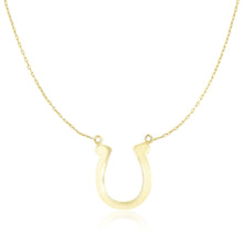 Load image into Gallery viewer, Yellow Gold 14k Chain Women&#39;s Link Necklace with Polished Horseshoe Charm
