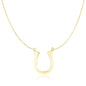 Yellow Gold 14k Chain Women's Link Necklace with Polished Horseshoe Charm