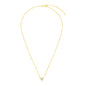 Yellow Gold 14k 17 inch Women's Link Necklace with Round White Topaz