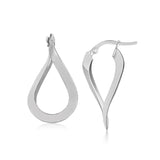 10k White Gold Artfully Twisted Freeform Hoop Earrings with Snap Lock