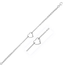 Load image into Gallery viewer, White Gold 14k Cable Chain Anklet with Open Heart Station