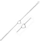 White Gold 14k Cable Chain Anklet with Open Heart Station