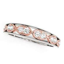 Load image into Gallery viewer, White And Rose Gold Milgrain Edge 14k Infinity Style Diamond Band Rings