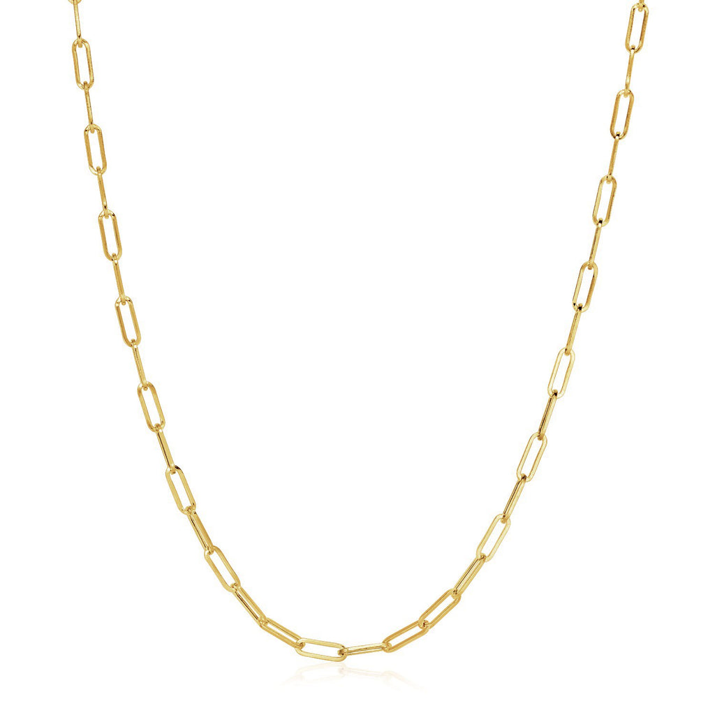 Yellow Gold 14K 3.3mm Wide Paperclip Chain with Lobster Clasp