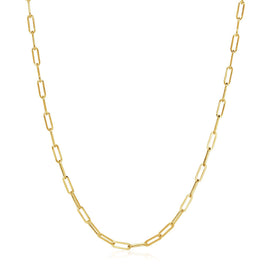 Yellow Gold 14K 3.3mm Wide Paperclip Chain with Lobster Clasp