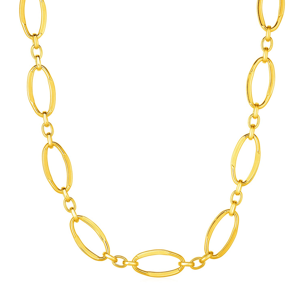 Yellow Gold 14k Women's Link Necklace with Polished Oval Links