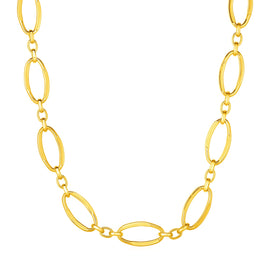 Yellow Gold 14k Women's Link Necklace with Polished Oval Links