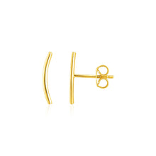 Load image into Gallery viewer, Yellow Gold 14k Curve Climber Post Earrings with Pushback Clasps