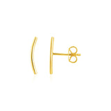 Yellow Gold 14k Curve Climber Post Earrings with Pushback Clasps