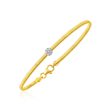 Load image into Gallery viewer, Two Tone Gold 14k Bangle with Brushed Texture and Diamonds in Lobster Claw