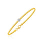 Two Tone Gold 14k Bangle with Brushed Texture and Diamonds in Lobster Claw