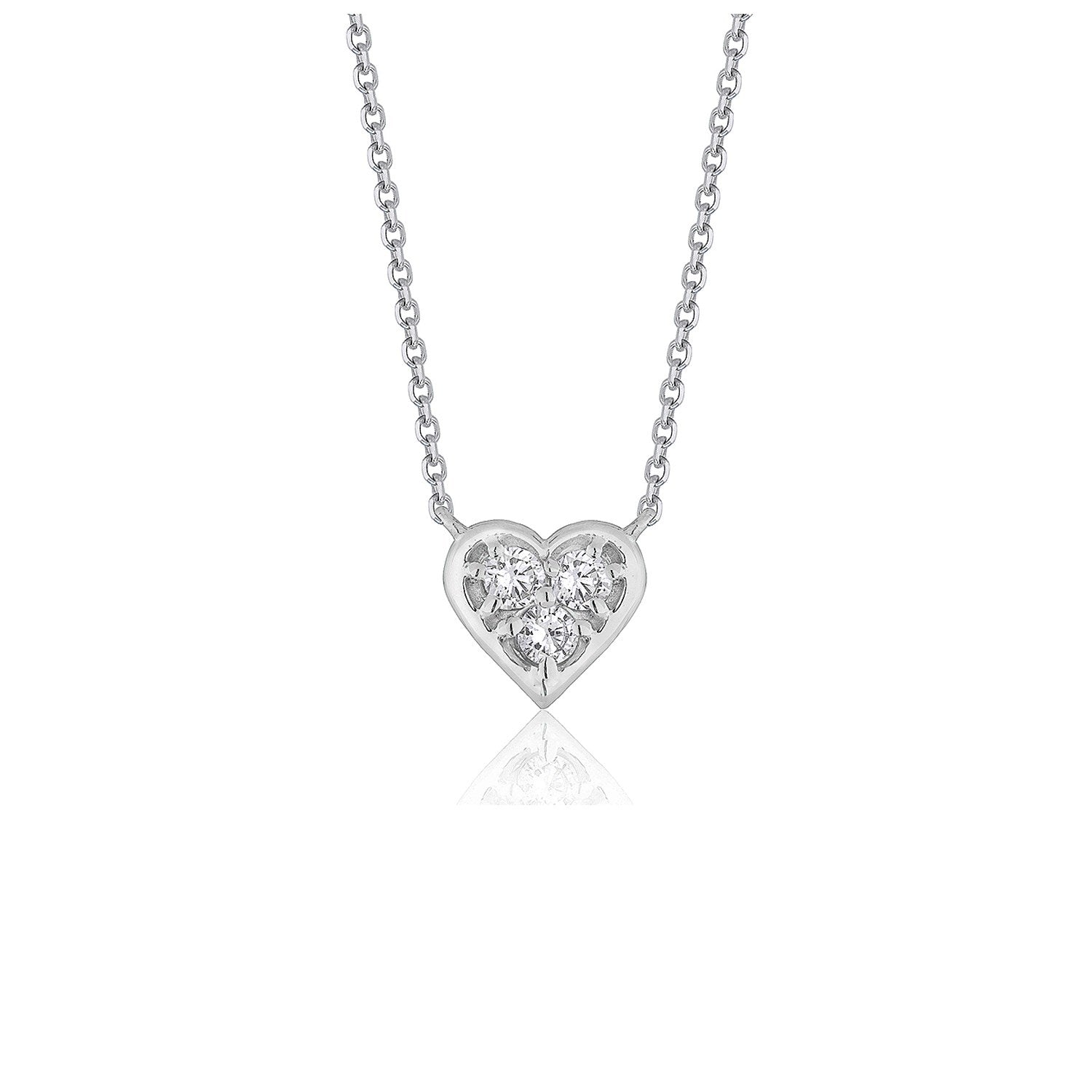 White Gold 14k Diamond Heart Design Pendant in Lobster Clasp