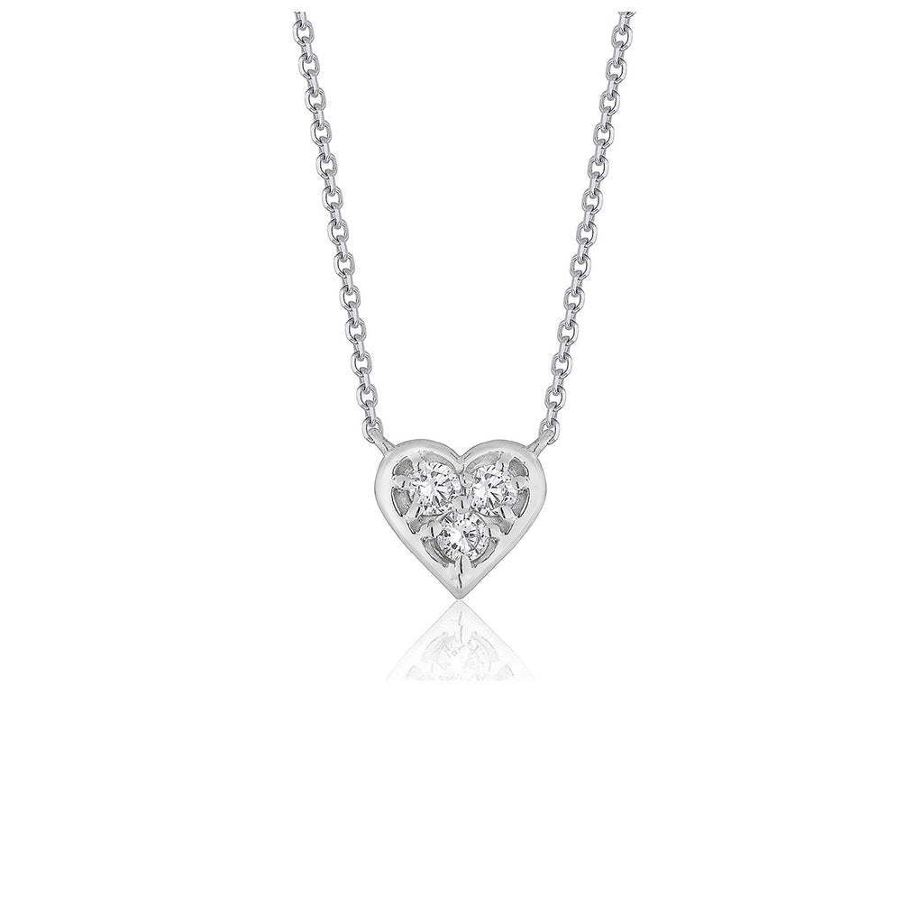 White Gold 14k Diamond Heart Design Pendant in Lobster Clasp