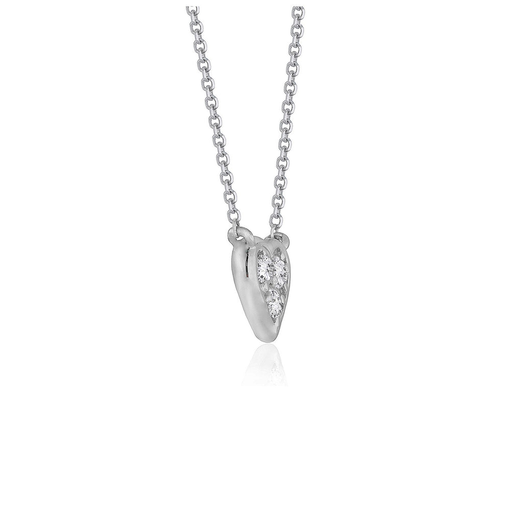 White Gold 14k Diamond Heart Design Pendant in Lobster Clasp