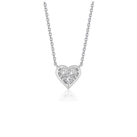 White Gold 14k Diamond Heart Design Pendant in Lobster Clasp
