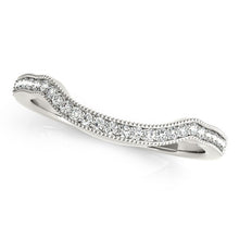 Load image into Gallery viewer, 14k White Gold Curvy Style Pave Set Diamond Wedding Band (1/6 cttw)