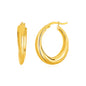 Yellow Gold 14k Oval Hoop Earrings with Hinged Snap Back
