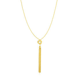 Yellow Gold 14k Women's Necklace with Tassel and Love Knot Pendant