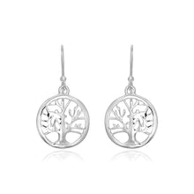 Load image into Gallery viewer, Sterling Silver Round Tree of Life Earrings