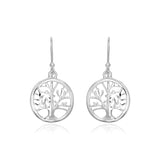 Sterling Silver Round Tree of Life Earrings