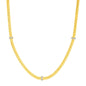 Yellow Gold 14k Woven Rope Women's Necklace with Diamonds Accents