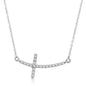 White Gold 14k Diamond Embellished Cross Women's Religious Motif Necklace