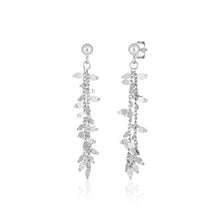 Load image into Gallery viewer, Sterling Silver Chain and Leaf Motif Dangle Earrings