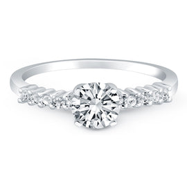White Gold 14k Shared Prong Accent Diamond Engagement Ring