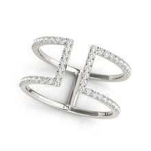 Load image into Gallery viewer, 14k White Gold Modern Dual Band Style Diamond Ring (1/2 cttw)