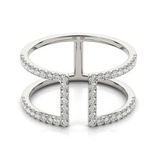 Load image into Gallery viewer, 14k White Gold Modern Dual Band Style Diamond Ring (1/2 cttw)