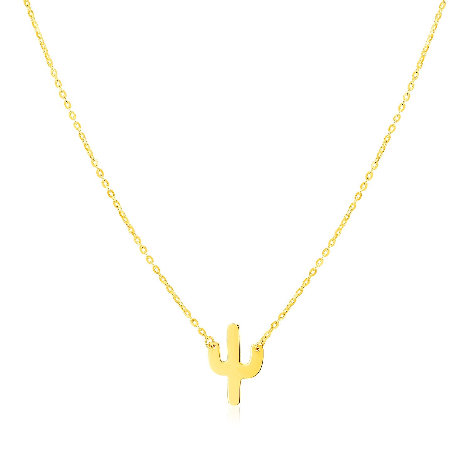 14K Yellow Gold Necklace with Cactus