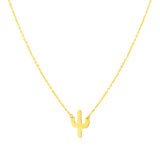 14K Yellow Gold Necklace with Cactus