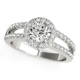 White Gold 14k Round Diamond Split Shank Design Engagement Ring
