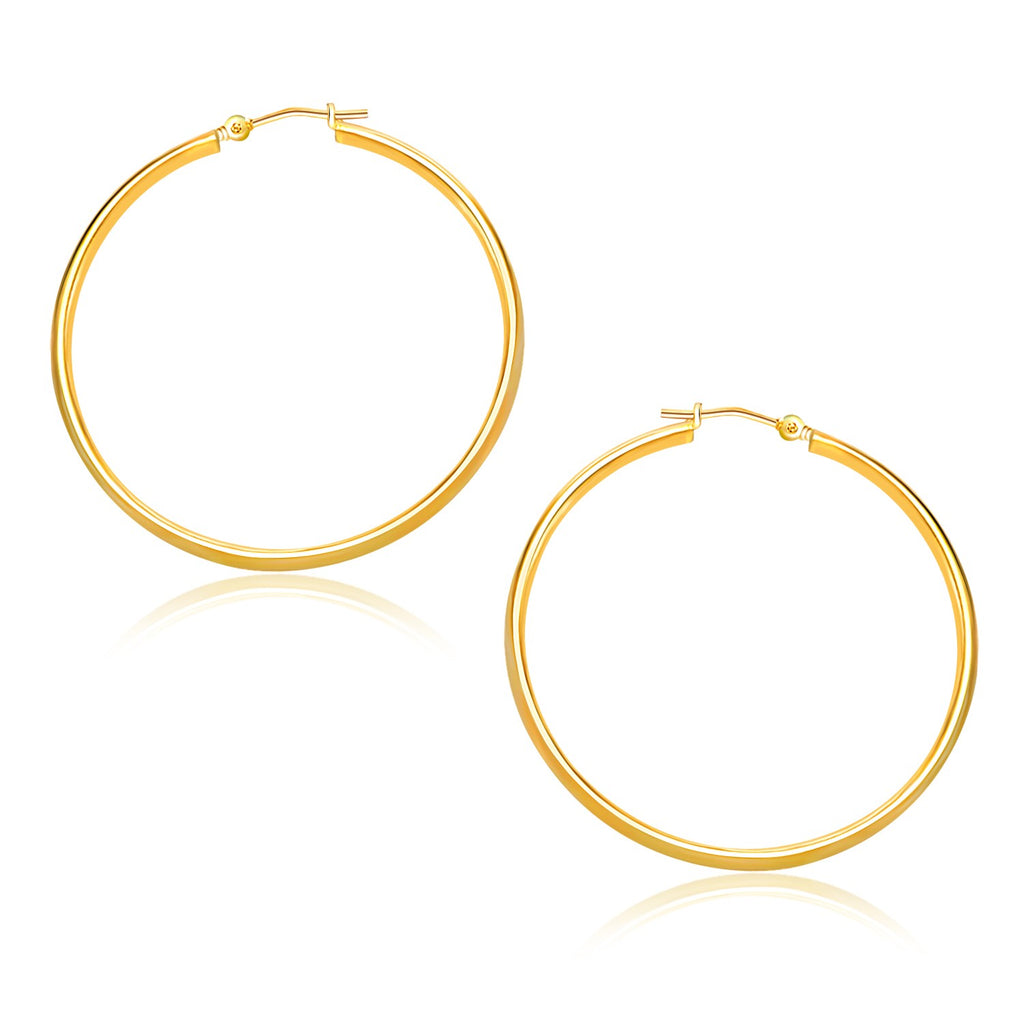 Yellow Gold 14k 30mm Polished Hoop Earrings with Snap Lock Backing