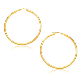 Yellow Gold 14k 30mm Polished Hoop Earrings with Snap Lock Backing