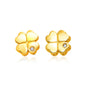 Yellow Gold 14K Polished Four Leaf Clover Fancy Earrings with Diamonds
