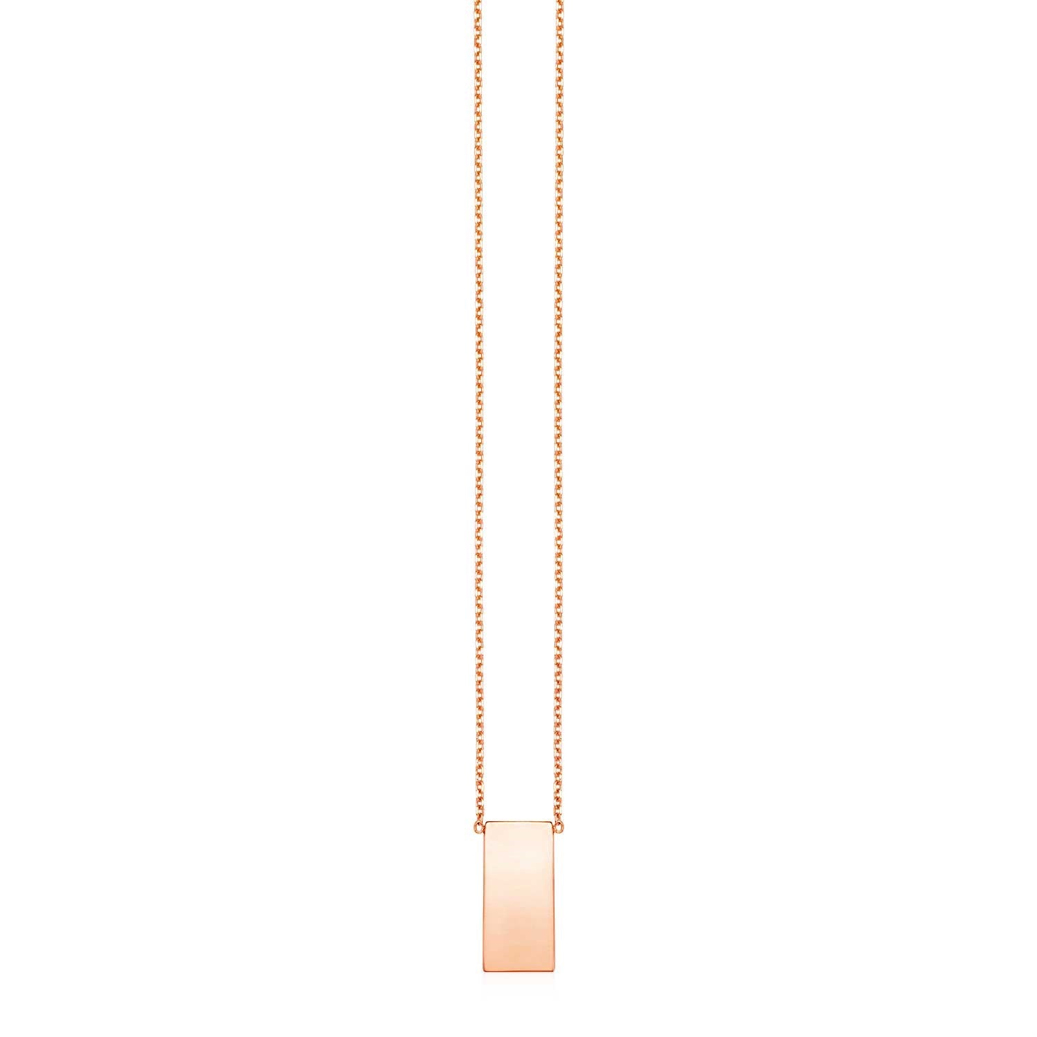 Rose Gold 14k Necklace with Polished Women's Bar Pendant