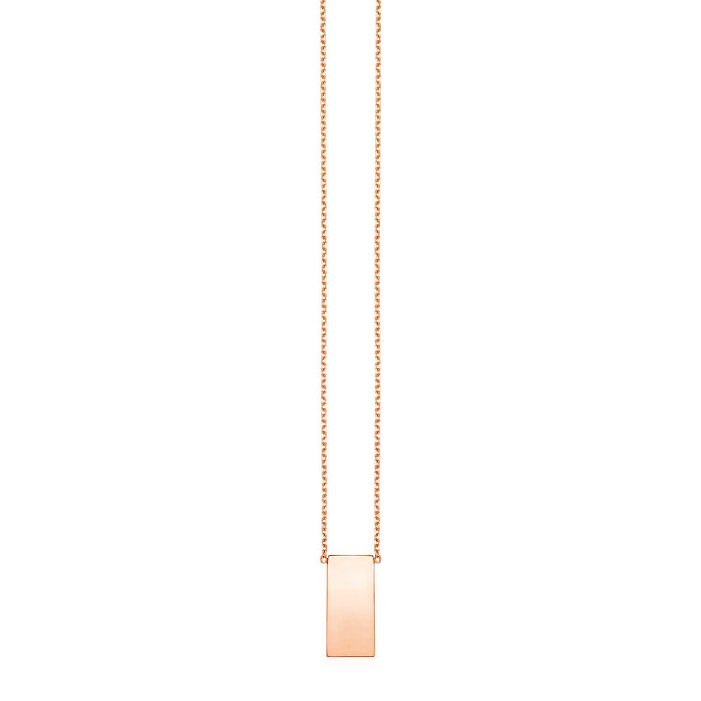 Rose Gold 14k Necklace with Polished Women's Bar Pendant