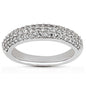 White Gold 14k Triple Multi-Row Micro-Pave Crafted Diamond Wedding Ring Band