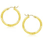 Yellow Gold 14k 25mm Diamond Cut Hoop Earrings with Snap Lock Backing